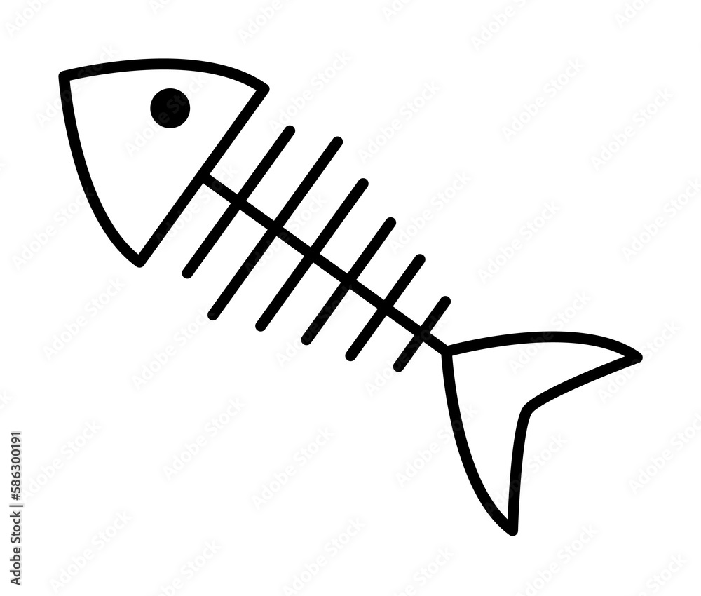 Poster fish bones icon. element of food icon for mobile concept and web apps. thin line fish bones icon can