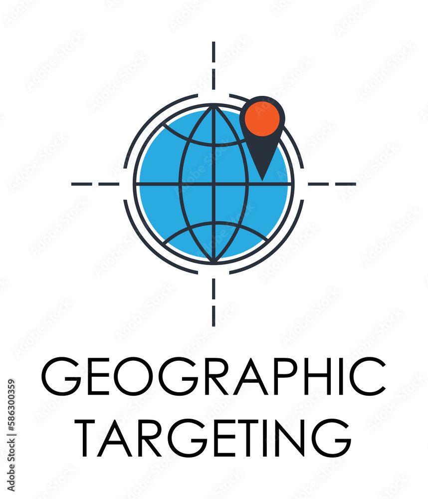 Aufkleber colored geographic targeting illustration. element of marketing and business flat for mobile concept