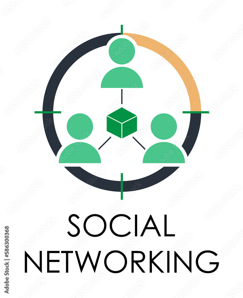 Aufkleber colored social networking illustration. element of marketing and business flat for mobile concept an