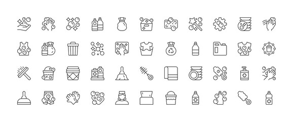 Cleaning service icon set, services for cleaning and laundry in various rooms. Icons for the website.