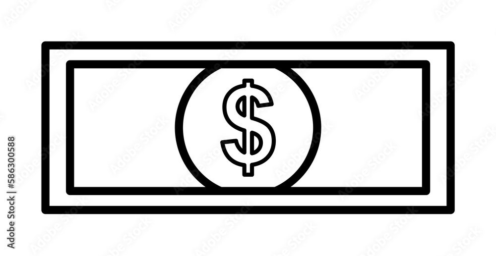 Poster bill of the dollar icon. element of mobile banking for smart concept and web apps. thin line bill of