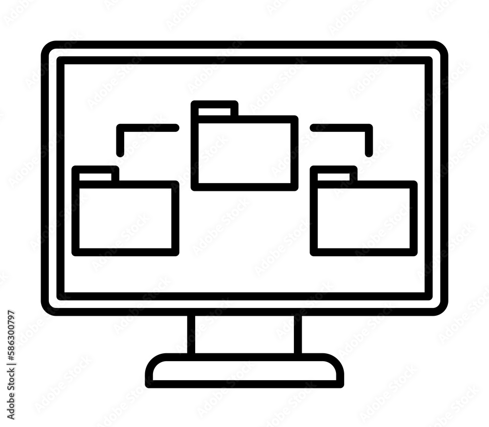 Aufkleber folders on the monitor icon. element of mobile banking for smart concept and web apps. thin line fol