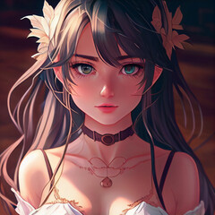 Obraz premium Beautiful anime girl in lingerie, beautiful eyes and face