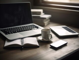 laptop on table Clean Workspace