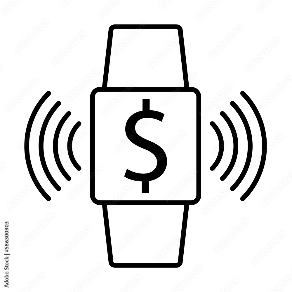 Aufkleber smart watch notification icon. element of mobile banking for smart concept and web apps. thin line s