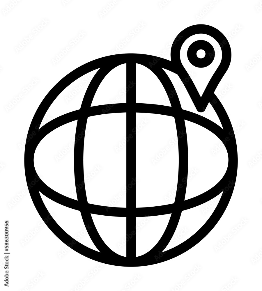 Aufkleber pin on the globe icon. element of navigation for mobile concept and web apps. thin line pin on the g