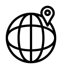 Naklejka premium pin on the globe icon. Element of navigation for mobile concept and web apps. Thin line pin on the globe icon can be used for web and mobile