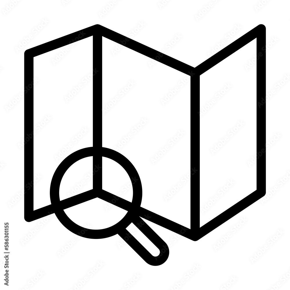 Aufkleber magnifier on the expanded map icon. element of navigation for mobile concept and web apps. thin line