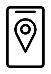 pin on the smart phone screen icon. Element of navigation for mobile concept and web apps. Thin line pin on the smart phone screen icon can be used for web and mobile