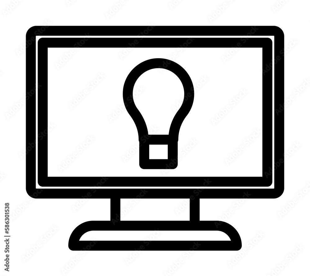 Aufkleber bulb on the monitor icon. element of science icon for mobile concept and web apps. thin line bulb on