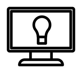 bulb on the monitor icon. Element of science icon for mobile concept and web apps. Thin line bulb on the monitor icon can be used for web and mobile