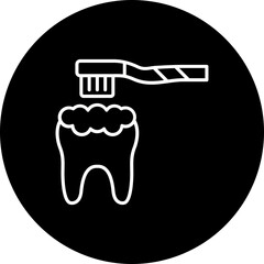 Teeth Brushing Line Inverted Icon