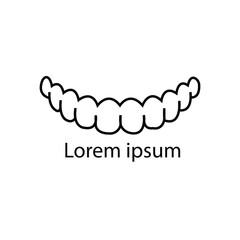 Aligner doodle line icon. Vector thin outline illustration of human teeth treatment. Black color linear sign for orthodontic dentistry