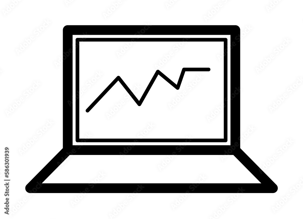 Aufkleber graph on laptop icon. element of science icon for mobile concept and web apps. thin line graph on la