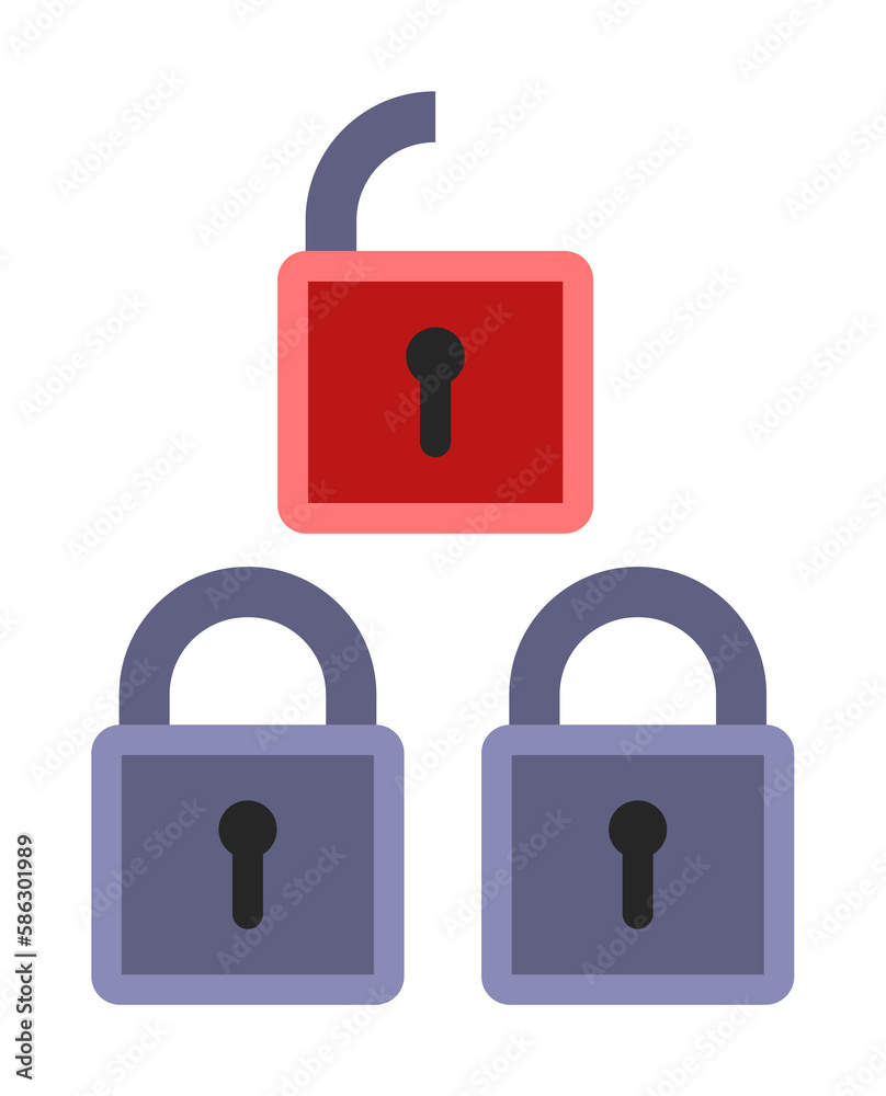 Aufkleber hacked locks icon. element of cyber security icon for mobile concept and web apps. colored hacked lo