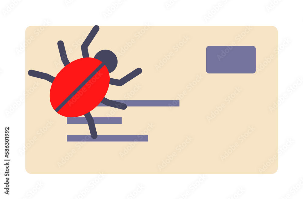 Aufkleber bug in mail icon. element of cyber security icon for mobile concept and web apps. colored bug in mai