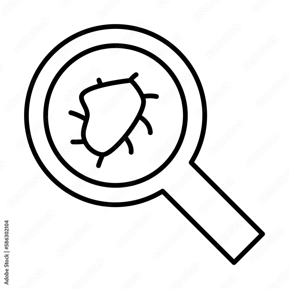 Aufkleber a microbe under a magnifying glass icon. element of cyber security icon for mobile concept and web a