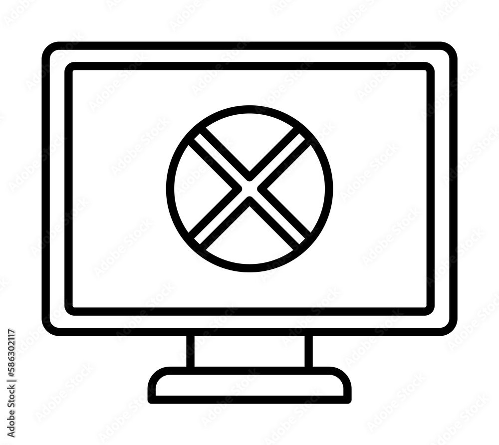 Aufkleber cross on the monitor line icon. element of cyber security icon for mobile concept and web apps. thin