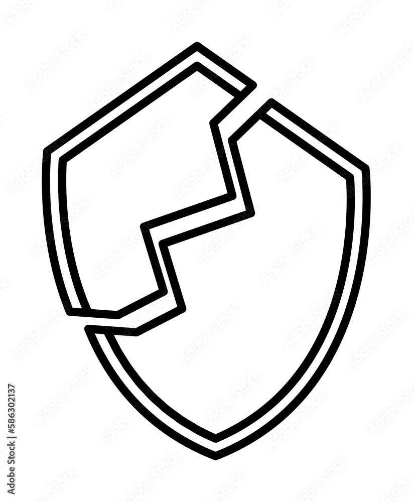 Aufkleber broken shield line icon. element of cyber security icon for mobile concept and web apps. thin line b