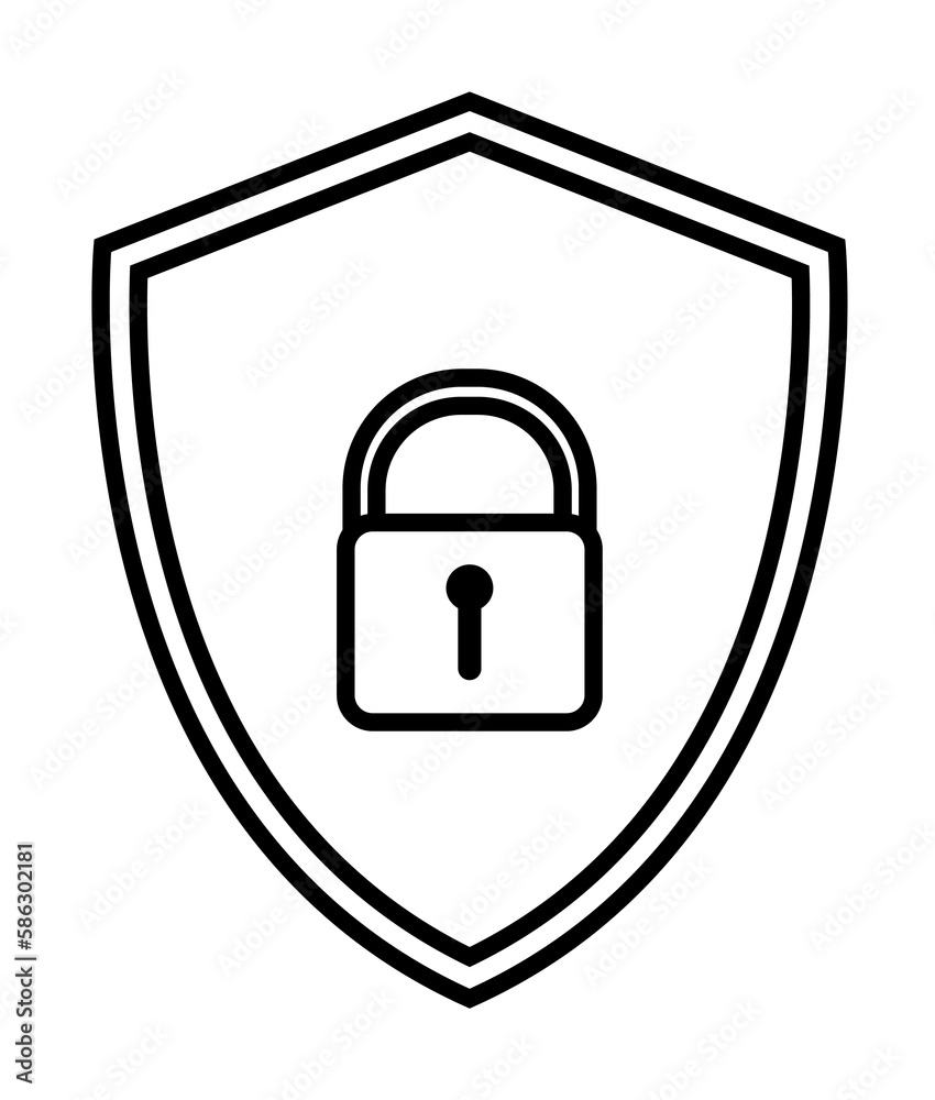 Aufkleber lock in the shield icon. element of cyber security icon for mobile concept and web apps. thin line l