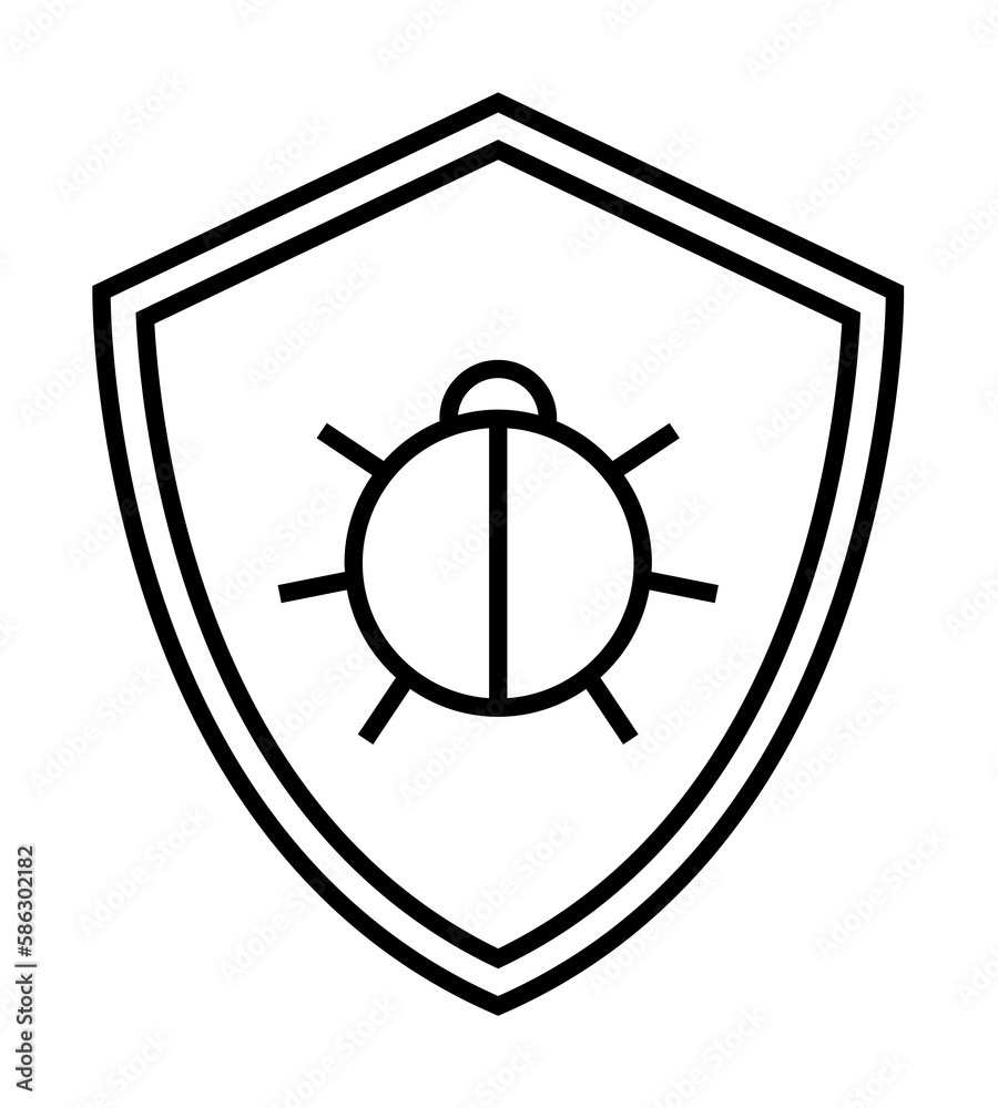 Aufkleber beetle inside the shield icon. element of cyber security icon for mobile concept and web apps. thin 