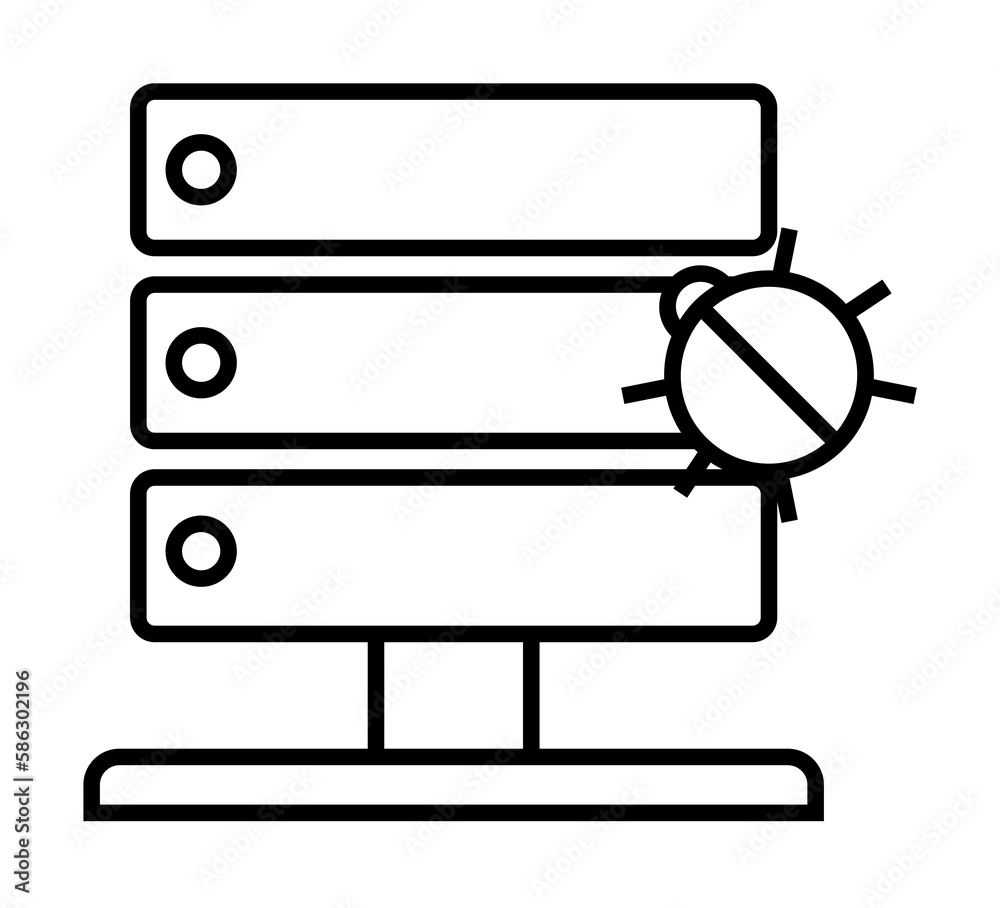 Aufkleber beetle in the server icon. element of cyber security icon for mobile concept and web apps. thin line