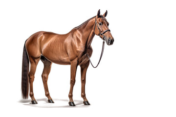 Elegant brown horse on a transparent background for decorating projects. generative AI