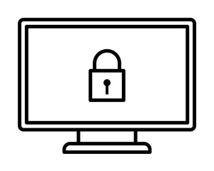 lock on the monitor icon. Element of cyber security icon for mobile concept and web apps. Thin line lock on the monitor icon can be used for web and mobile