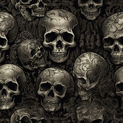 Skull seamless pattern art, generative ai