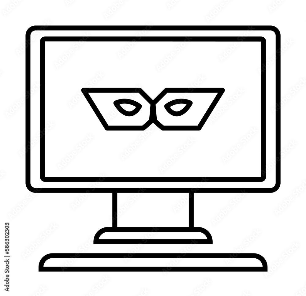 Poster spy in pc icon. element of cyber security icon for mobile concept and web apps. thin line spy in pc 