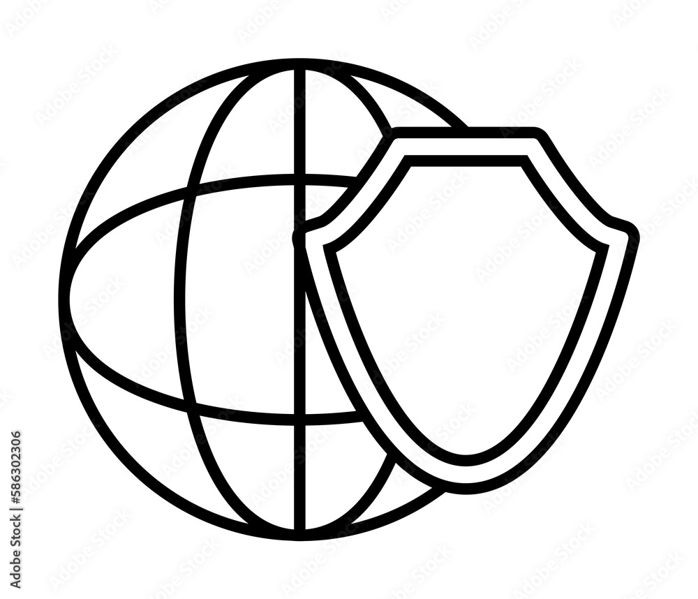 Aufkleber global shield icon. element of cyber security icon for mobile concept and web apps. thin line global