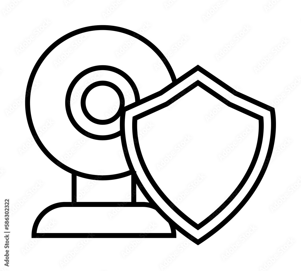 Aufkleber shield in web camera icon. element of cyber security icon for mobile concept and web apps. thin line