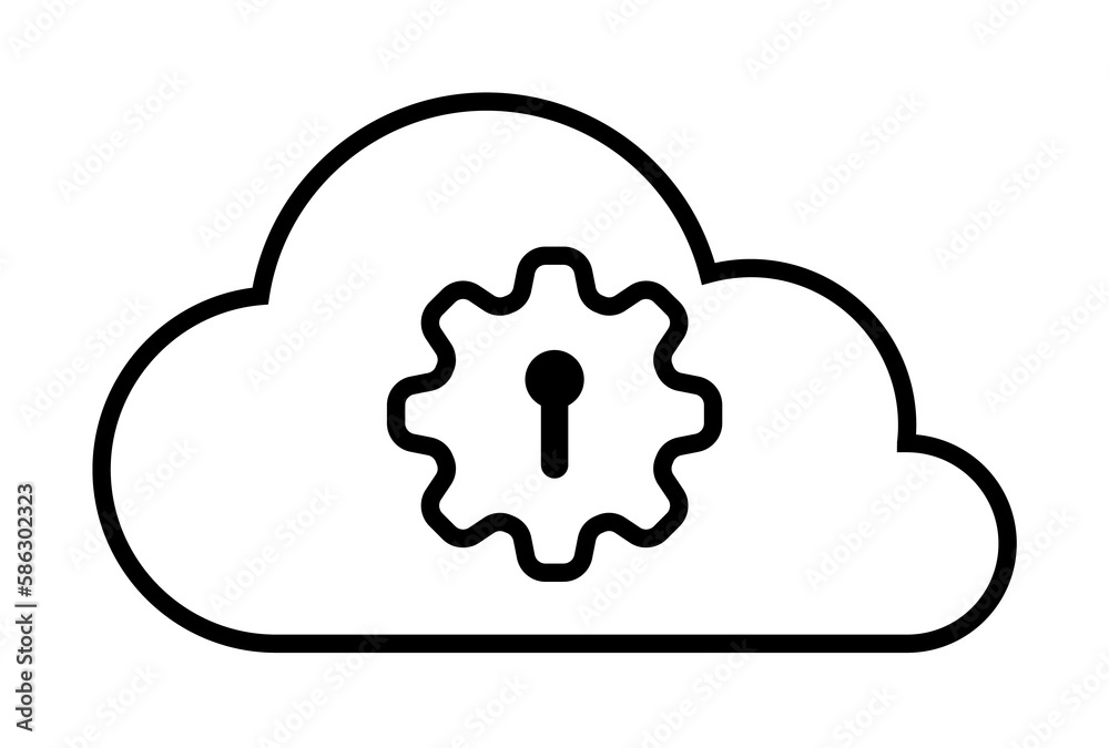 Aufkleber cloud mechanism icon. element of cyber security icon for mobile concept and web apps. thin line clou