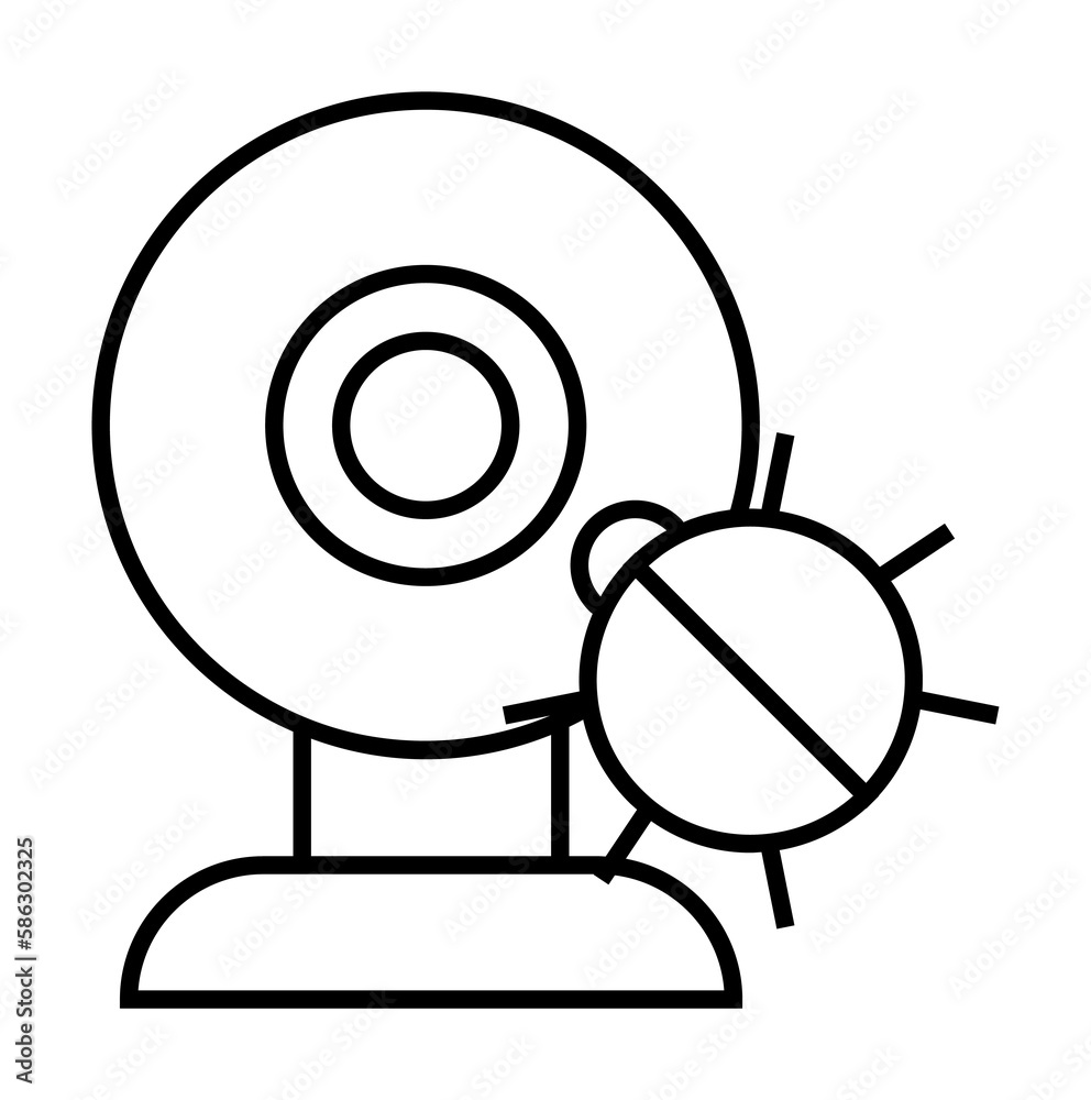 Aufkleber bug in web camera icon. element of cyber security icon for mobile concept and web apps. thin line bu
