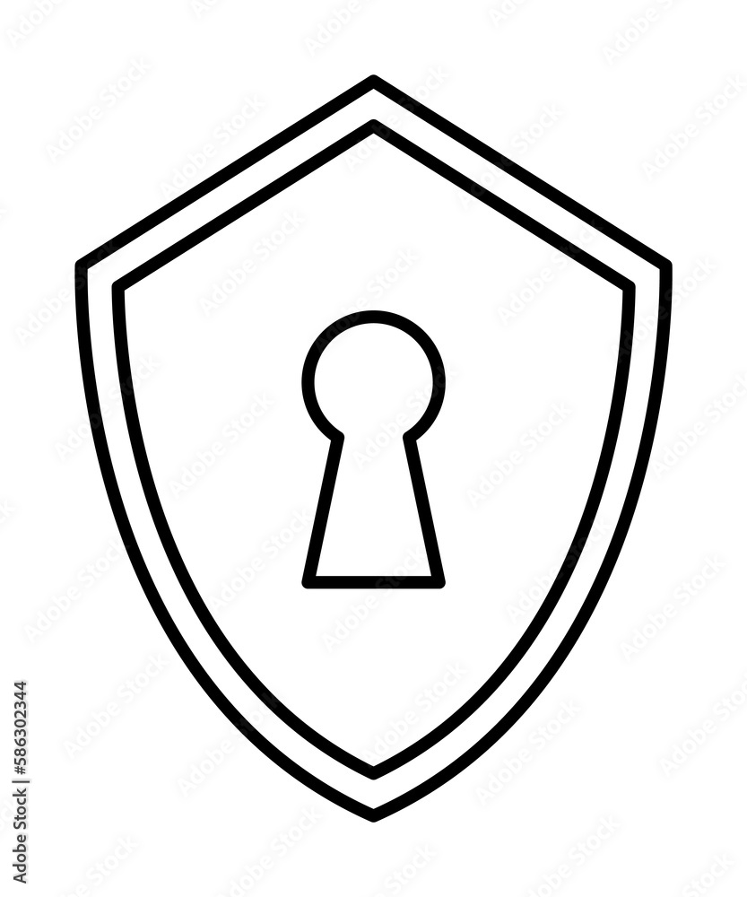 Aufkleber keyhole in the shield icon. element of cyber security icon for mobile concept and web apps. thin lin