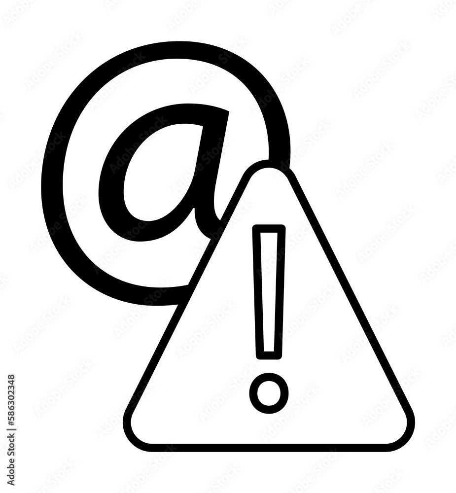 Aufkleber warning sign in email icon. element of cyber security icon for mobile concept and web apps. thin lin