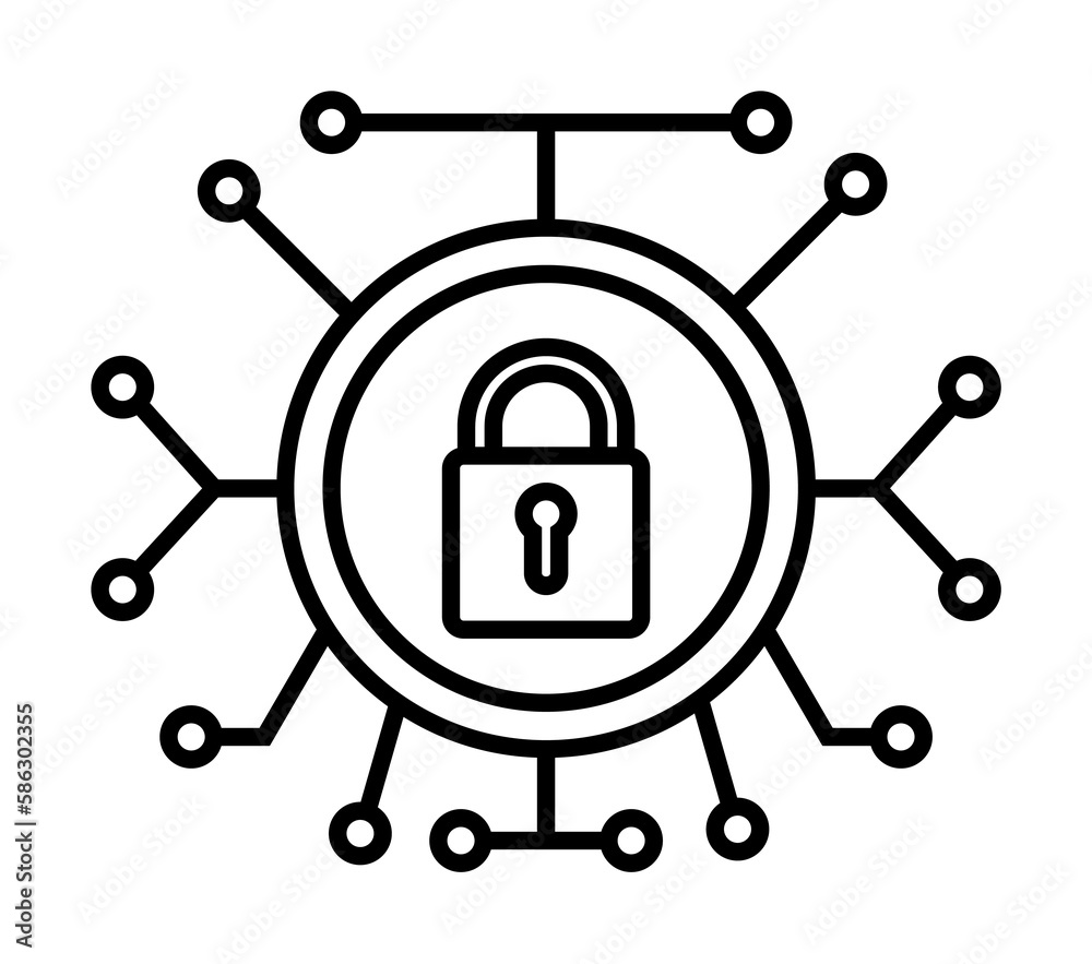 Aufkleber lock the system icon. element of cyber security icon for mobile concept and web apps. thin line lock