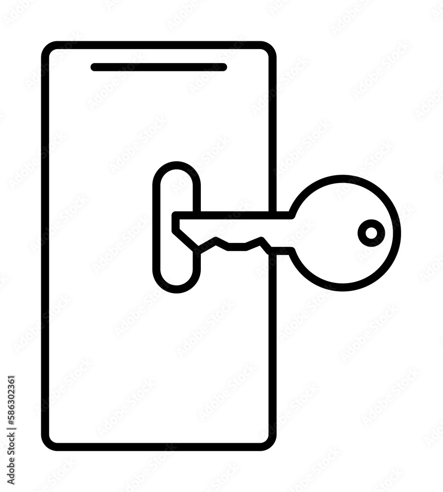 Aufkleber key to smart phone icon. element of cyber security icon for mobile concept and web apps. thin line k