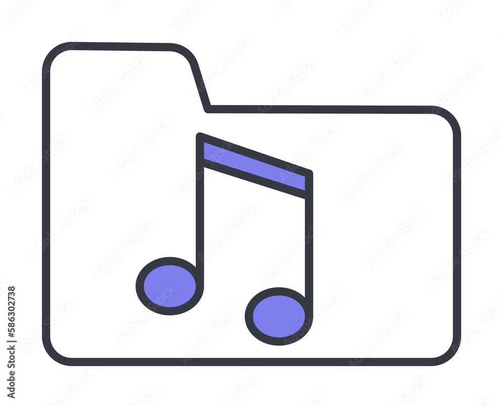 Aufkleber folder with music icon. element of web icon with one color for mobile concept and web apps. thin lin