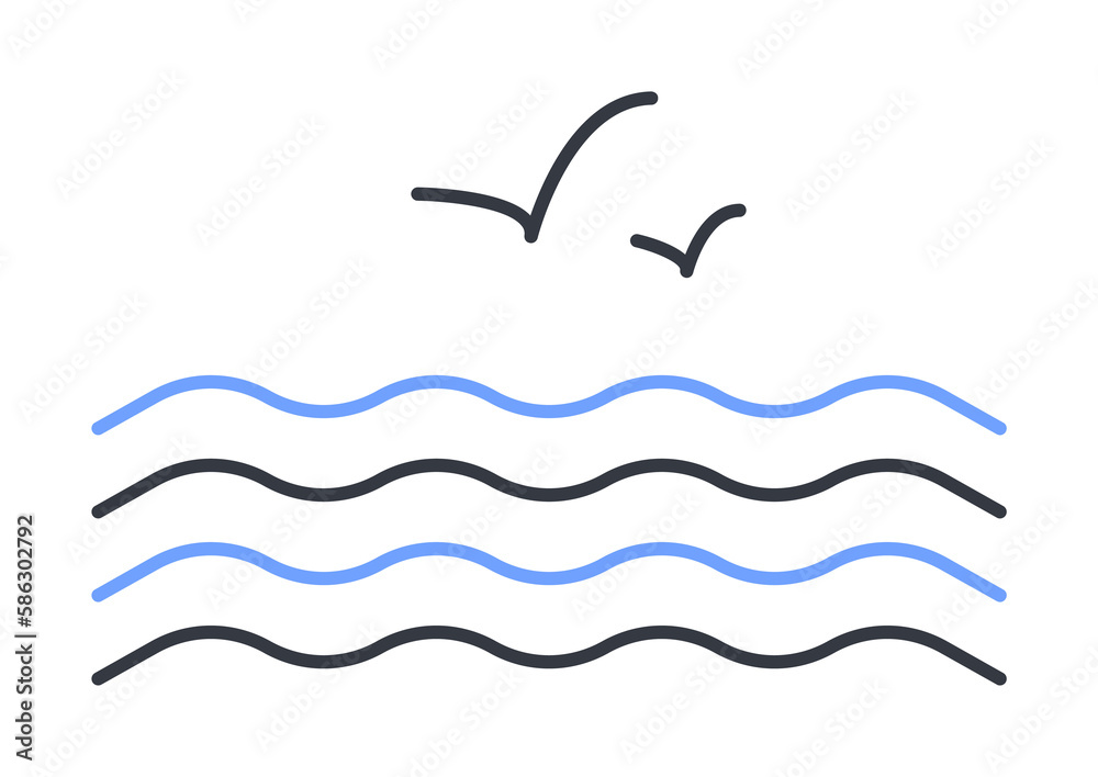 Poster gulls on the sea icon. element of web icon with one color for mobile concept and web apps. thin line
