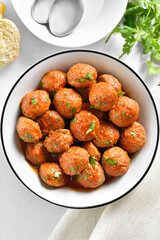 Meatballs with tomato sauce in bowl