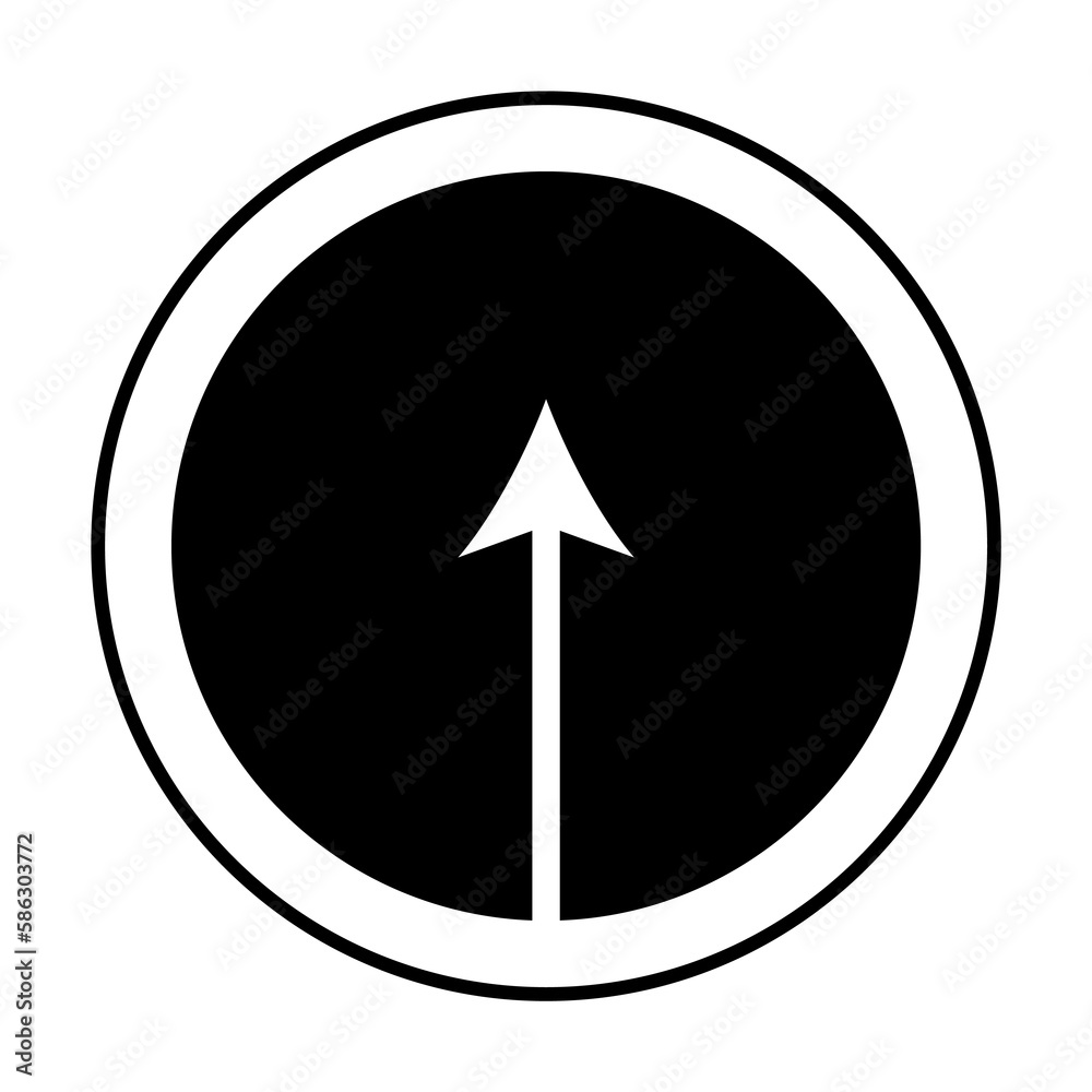 Aufkleber arrow pointing up in a circle icon. element of web icon with one color for mobile concept and web ap