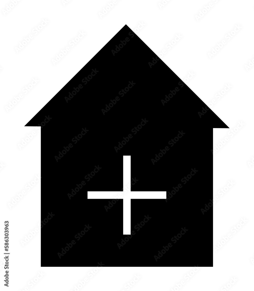 Aufkleber add a house icon. element of web icon with one color for mobile concept and web apps. isolated add a