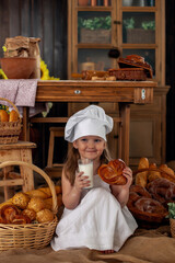 Chef: Wearing Chef's Hat and Having Glass of Milk