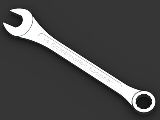 Metric Combination Spanner 16 mm 3D Rendering
