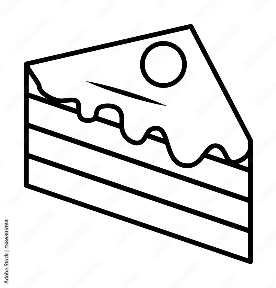 Poster piece of cake icon. element of fast food for mobile concept and web apps icon. thin line icon for we