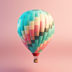 Fototapeta premium Colorful hot air balloon in pastel background. Travel and adventure concept symbolizing freedom and excitement. Generative AI