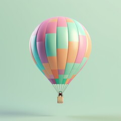 Fototapeta premium Colorful hot air balloon in pastel background. Travel and adventure concept symbolizing freedom and excitement. Generative AI