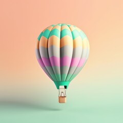Naklejka premium Colorful hot air balloon in pastel background. Travel and adventure concept symbolizing freedom and excitement. Generative AI