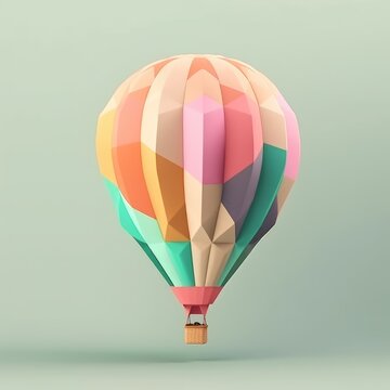 Colorful hot air balloon in pastel background. Travel and adventure concept symbolizing freedom and excitement. Generative AI